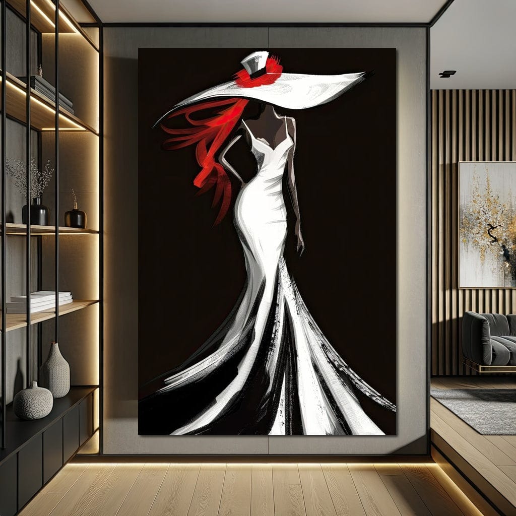 The White Dress - Sable Elegance with Flare Canvas Wall Art
