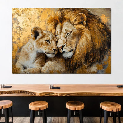 Golden Lions Canvas Wall Art