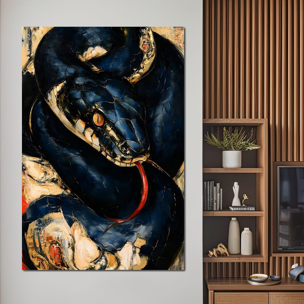 Coiled Ancient Predator Rising Canvas Wall Art