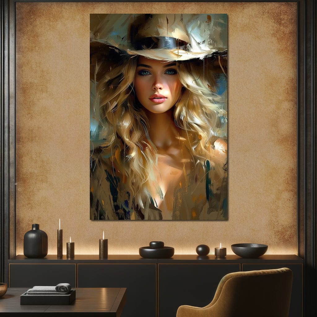 Golden Serenity Portrait Canvas Wall Art