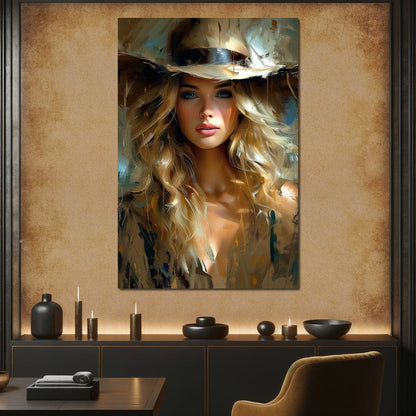 Golden Serenity Portrait Canvas Wall Art