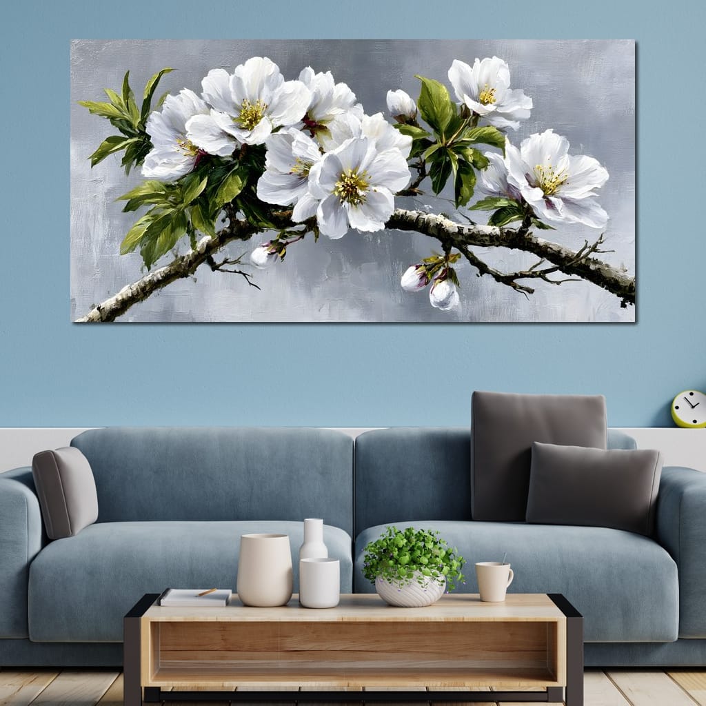 Soft Petals On Silver Morning Canvas Wall Art