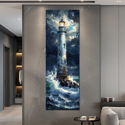 Lighthouse of Stormy Shores Canvas Wall Art