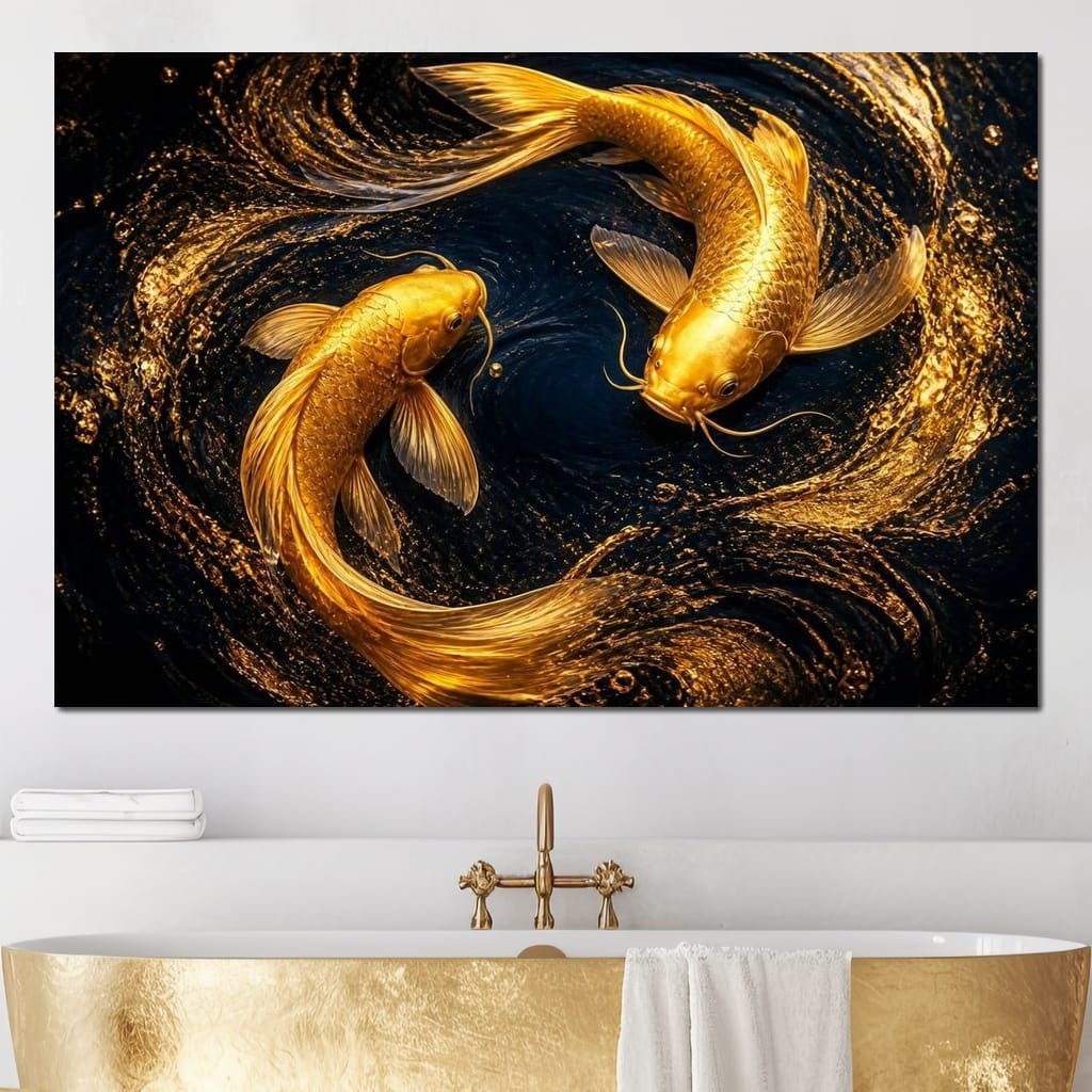 Koi Gold Current Canvas Wall Art