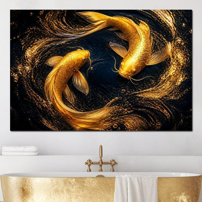 Koi Gold Current Canvas Wall Art