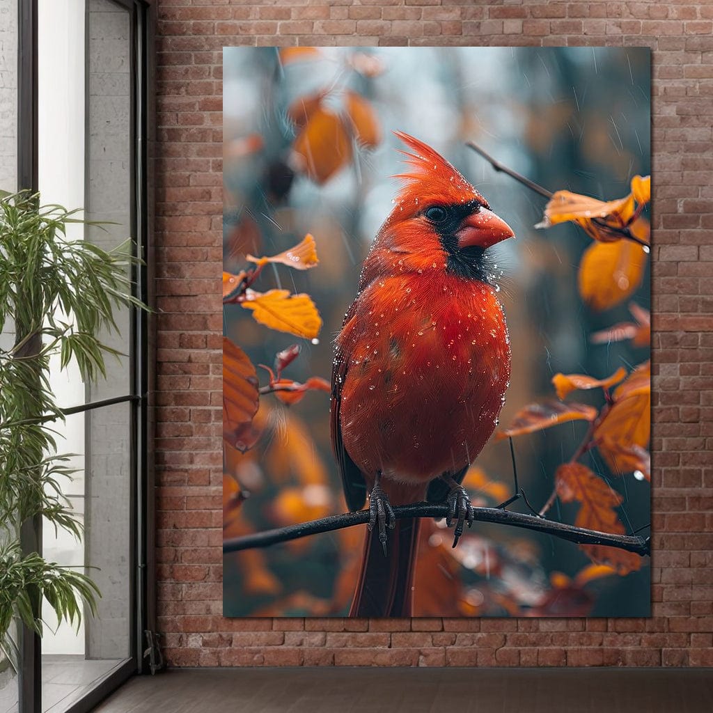Autumn Cardinal's Perch Canvas Wall Art