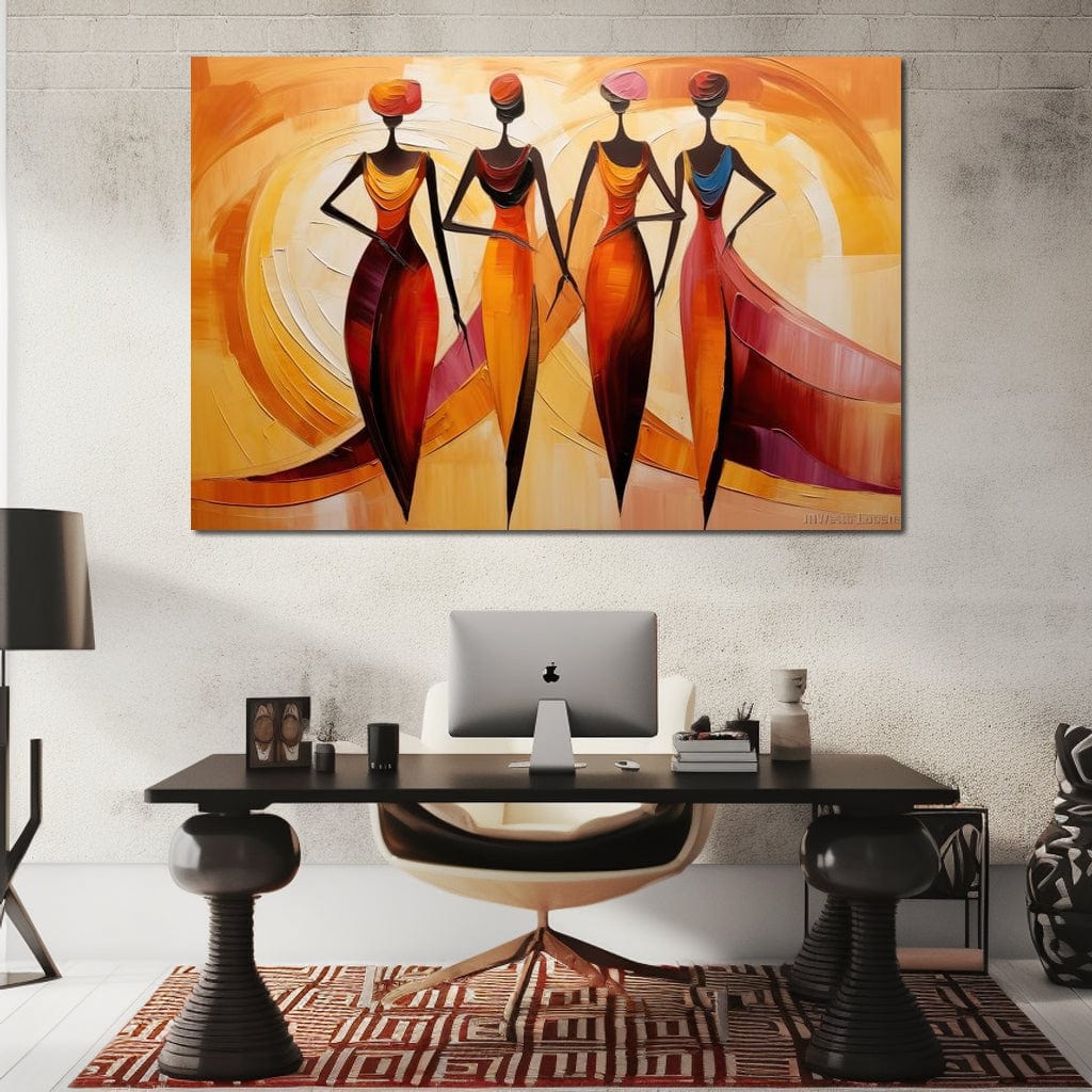 Golden Maroon Elegance Canvas Wall Art