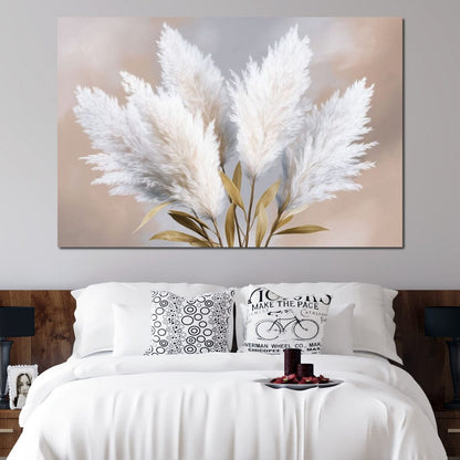 Soft Pampas Feathers Bouquet Canvas Wall Art