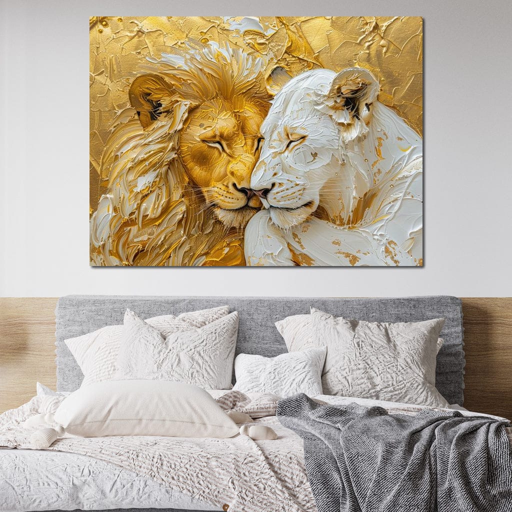 Golden Solitude and Ivory Peace Canvas Wall Art
