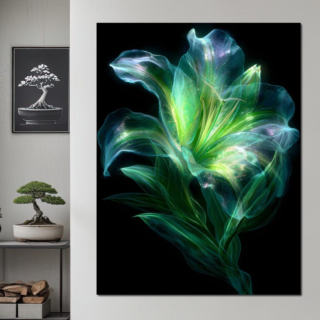 Radiant Emerald Flora Pulse Canvas Wall Art