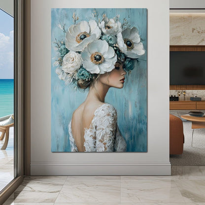 Petal Crowned Bridal Elegance Canvas Wall Art