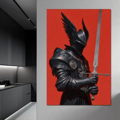 Midnight Vanguard Knight Oath Canvas Wall Art