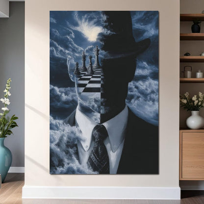 Surreal Chessboard Mind Horizon Canvas Wall Art