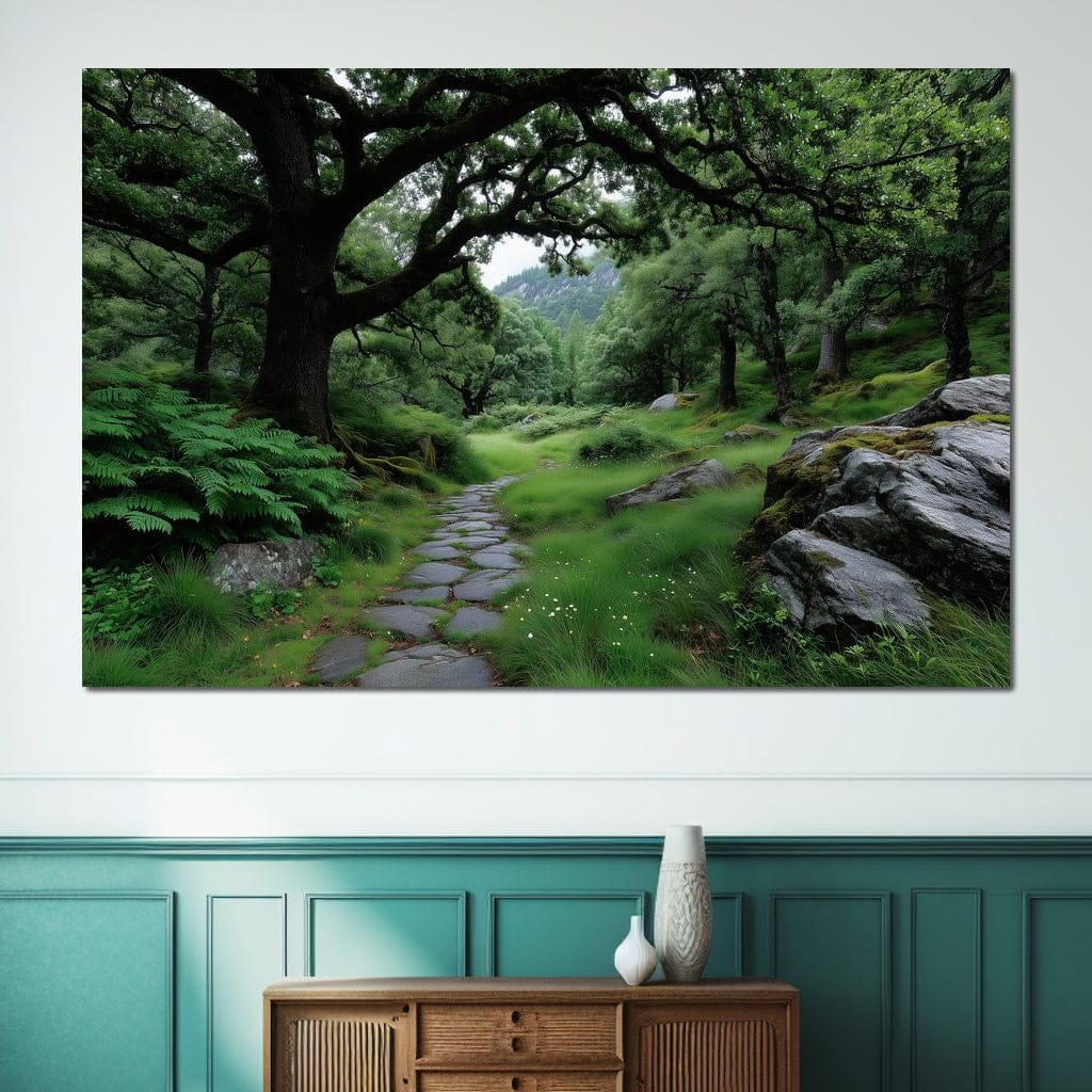 Emerald Forest Stone Pathway Canvas Wall Art