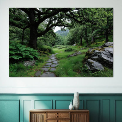 Emerald Forest Stone Pathway Canvas Wall Art