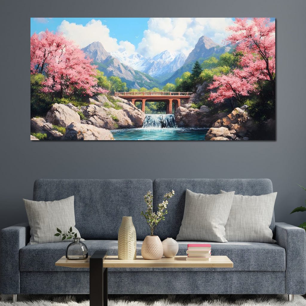 Bridge Over Tranquil Waters Canvas Wall Art