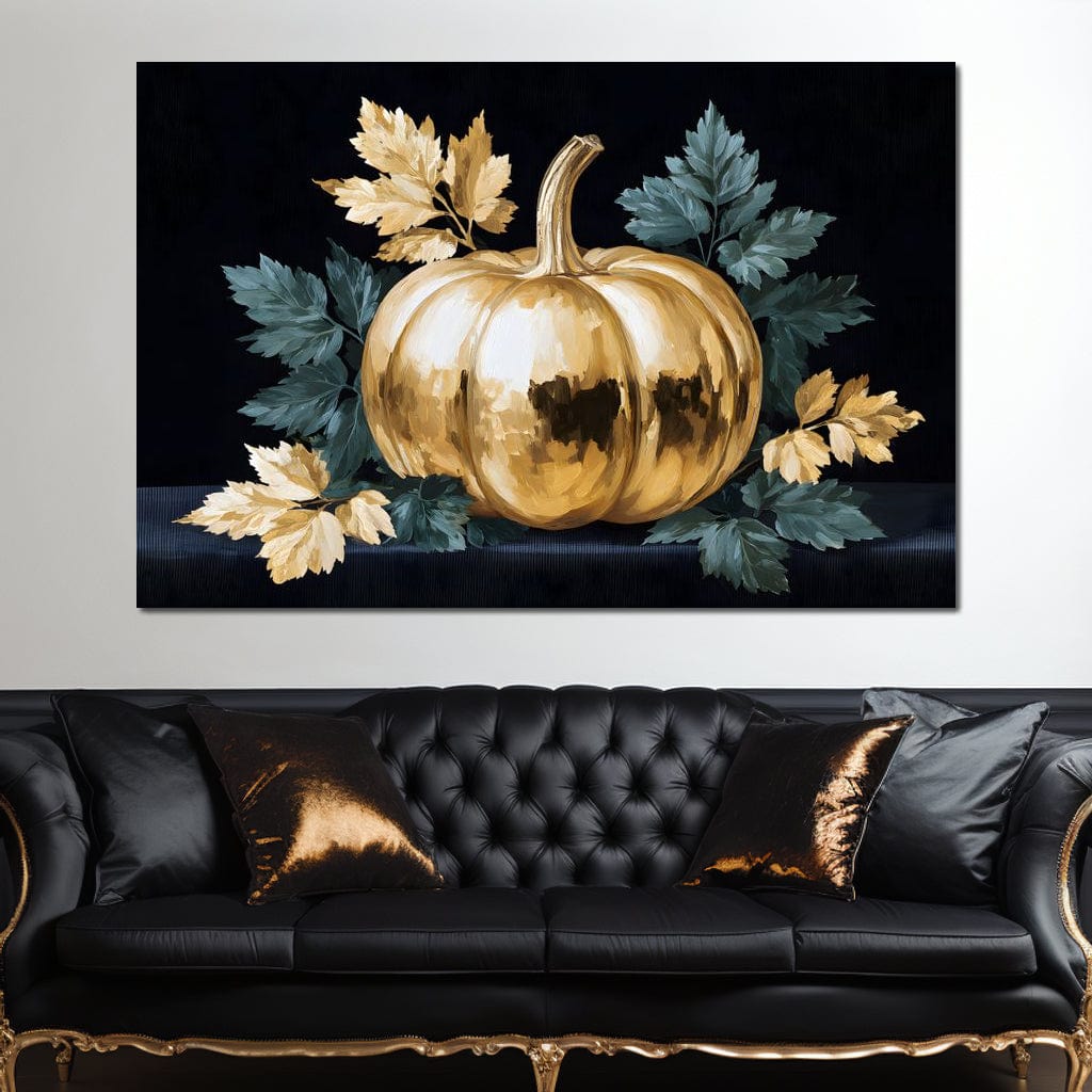 Golden Pumpkin Autumn Elegance Canvas Wall Art