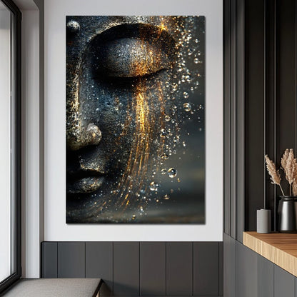 Golden Tranquil Buddha Flow Canvas Wall Art