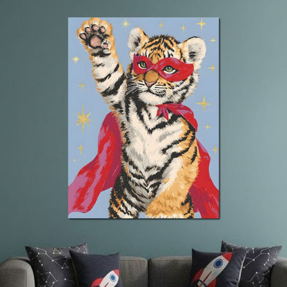 Superhero Tiger Cub Rising Canvas Wall Art