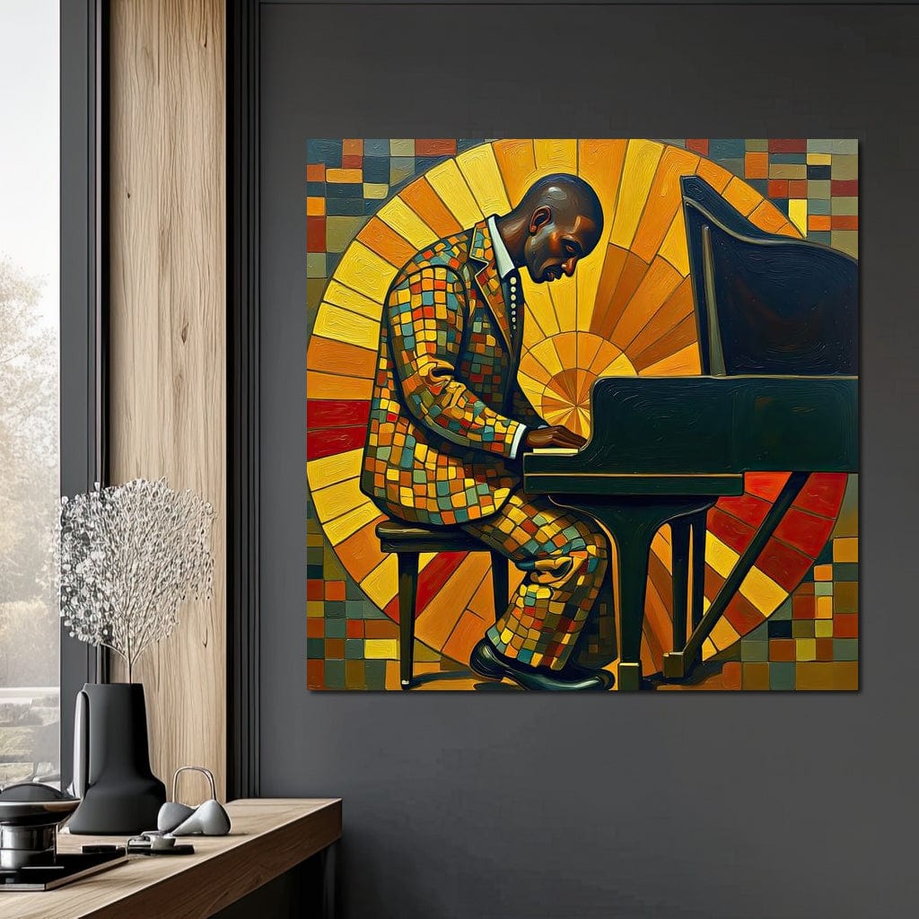 The Mosaic Pianist Canvas Wall Art