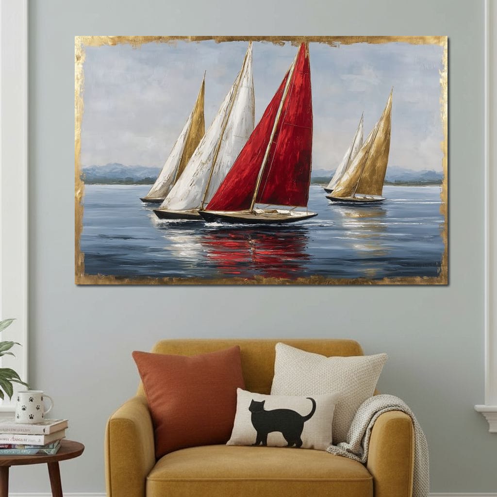 Bold Regatta On Open Water Canvas Wall Art