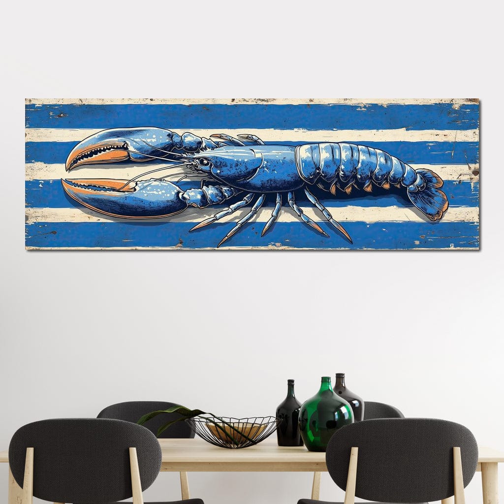 Nautical Blue Lobster Charm Canvas Wall Art