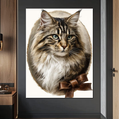 Blue Eyed Tabby Cat Portrait Canvas Wall Art