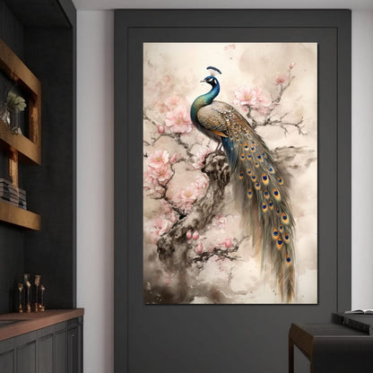 Longtailed Peacock Canvas Wall Art
