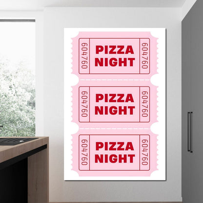 Retro Pizza Night Raffle Tickets Canvas Wall Art