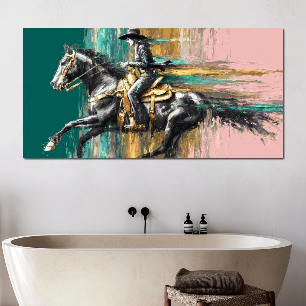 Golden Cowgirl Noir Star Canvas Wall Art