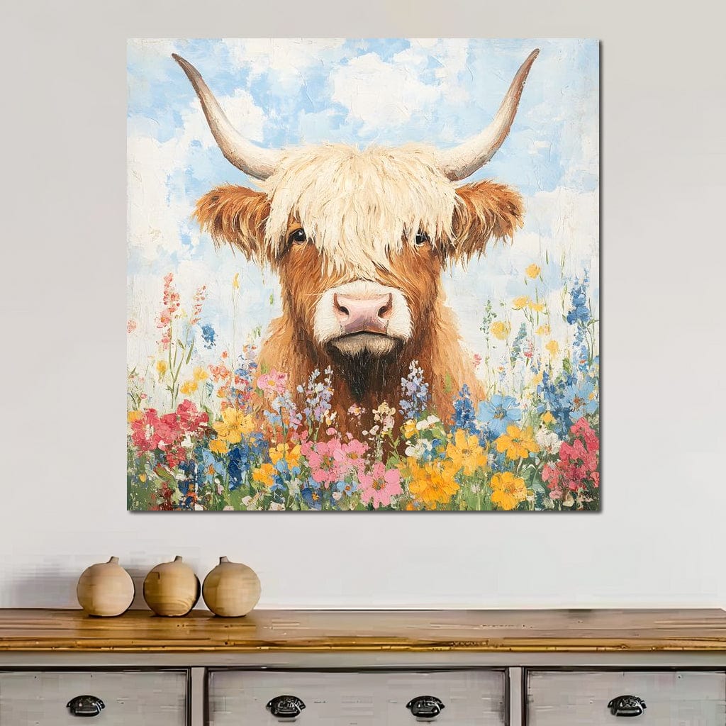 Highland Bloom Encounter Canvas Wall Art