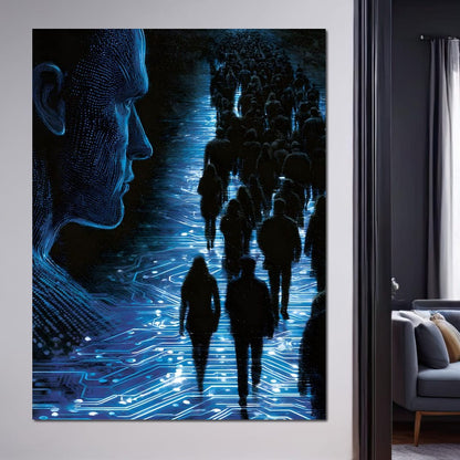 The Collective Walk of Digital Ghosts Canvas Wall Art