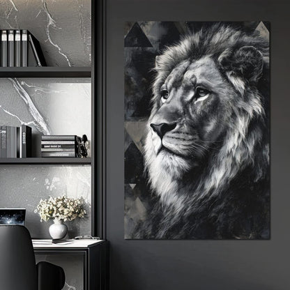 Monochrome Lion King Portrait Canvas Wall Art