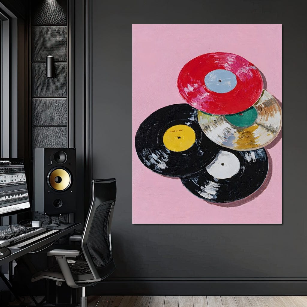 Retro Vinyl Record Pop Splash Canvas Wall Art