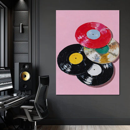 Retro Vinyl Record Pop Splash Canvas Wall Art
