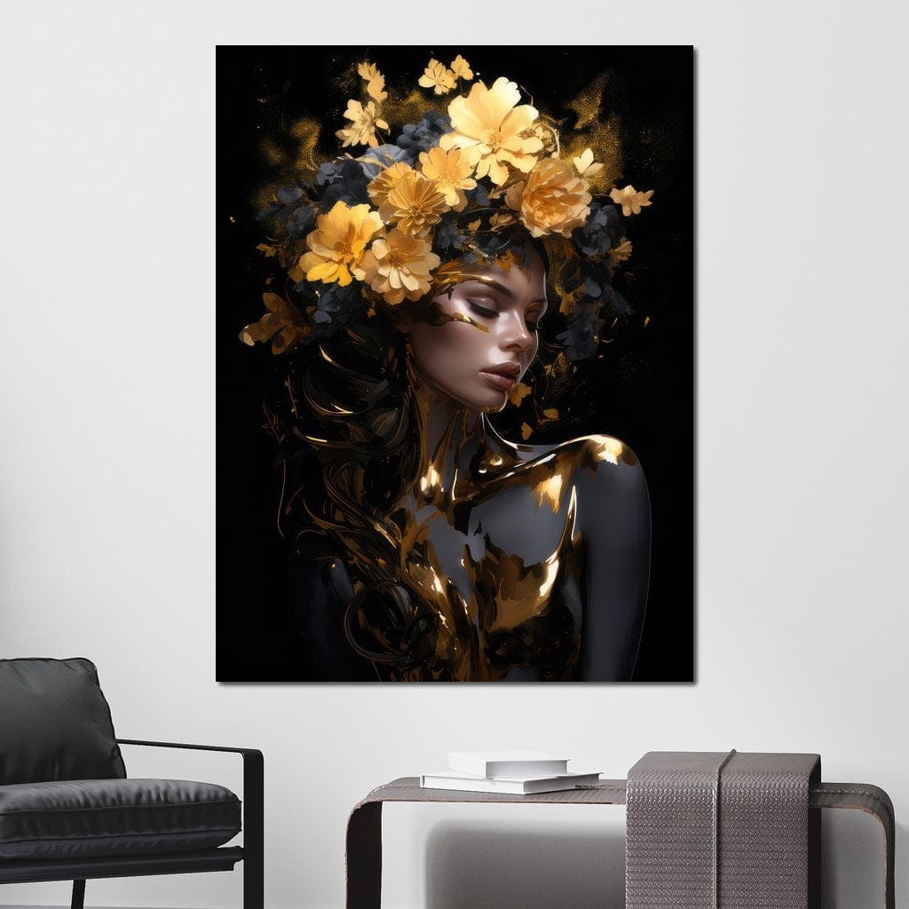 Floral Elegance Crown Canvas Wall Art