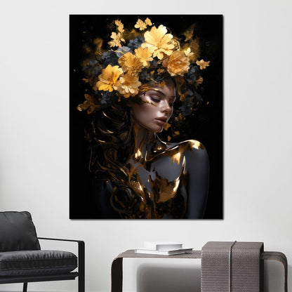 Floral Elegance Crown Canvas Wall Art