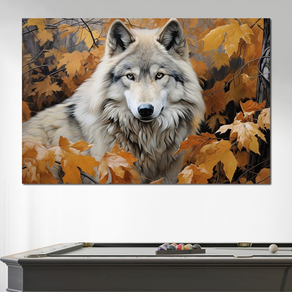 Autumnal Arctic Wolf Canvas Wall Art