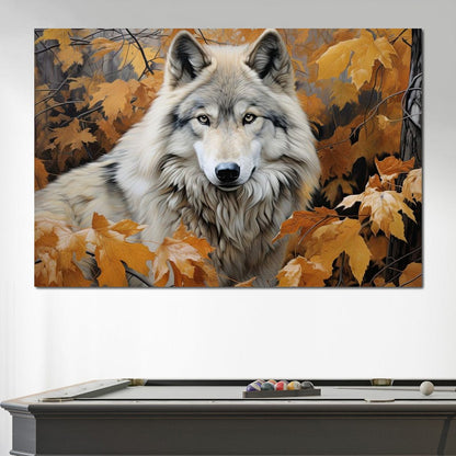 Autumnal Arctic Wolf Canvas Wall Art
