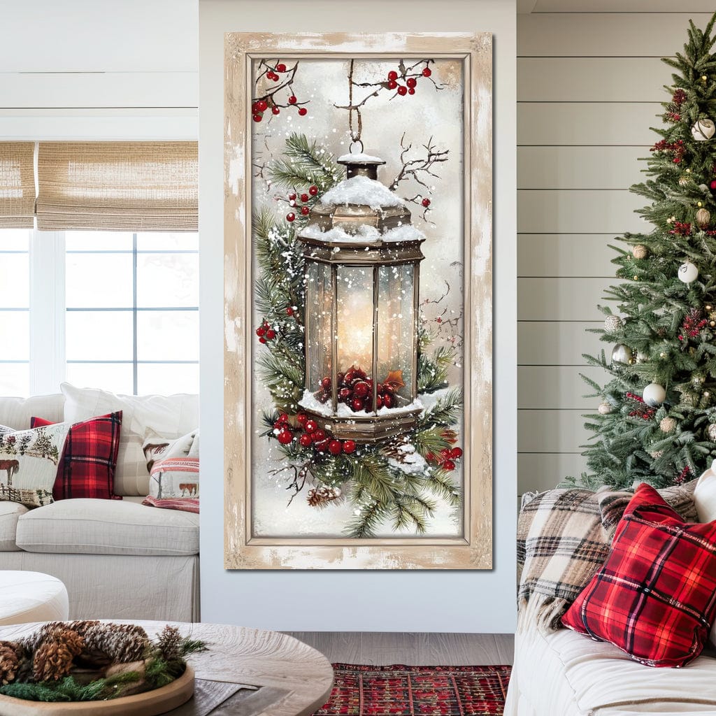 Lantern Glow Winter Enchantment Canvas Wall Art