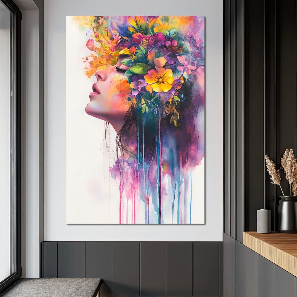 Floral Dreams Embrace Essence Canvas Wall Art