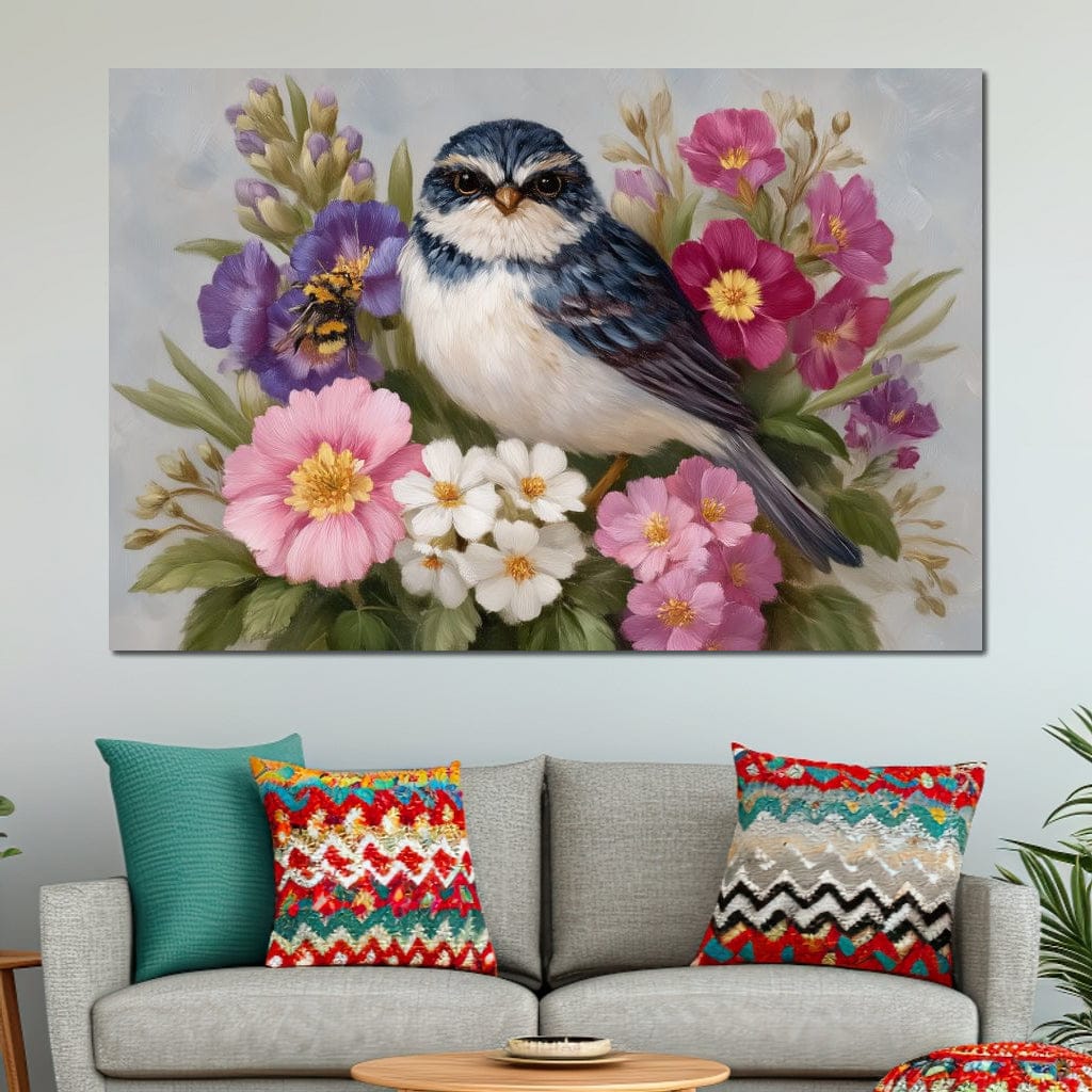 Bluebird Garden Blossom Song Canvas Wall Art