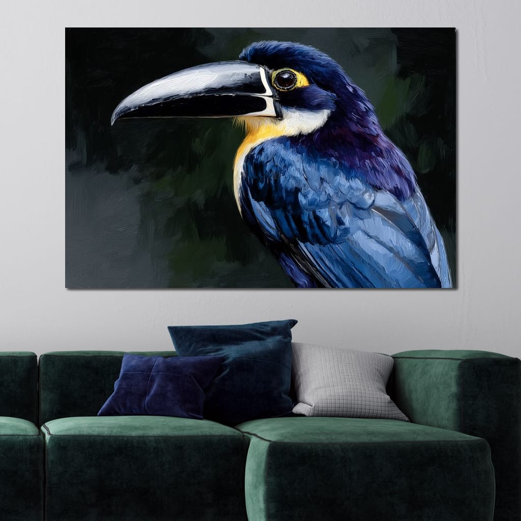 Electric Blue Toucan Portrait Canvas Wall Art