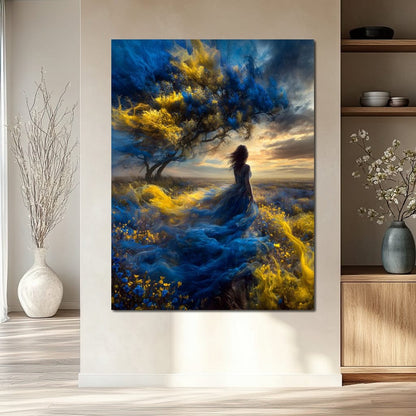 Golden Sapphire Dream Fields Canvas Wall Art