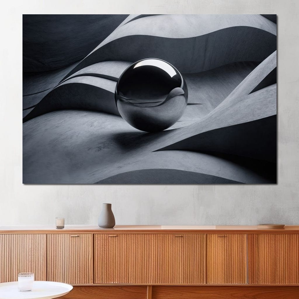 Black Mirror Sphere Canvas Wall Art