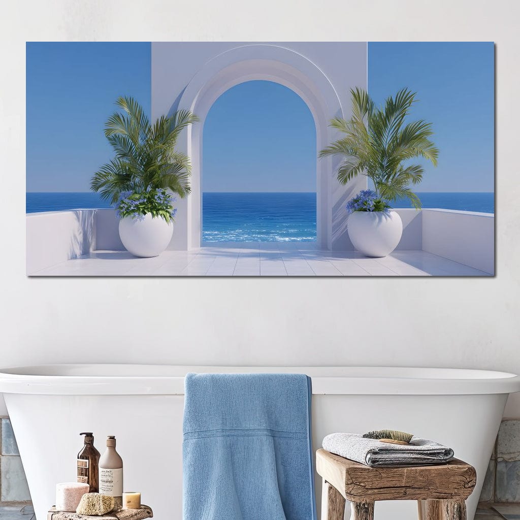 Sunlit Coastal Archway Escape Canvas Wall Art