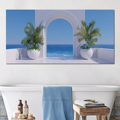 Sunlit Coastal Archway Escape Canvas Wall Art