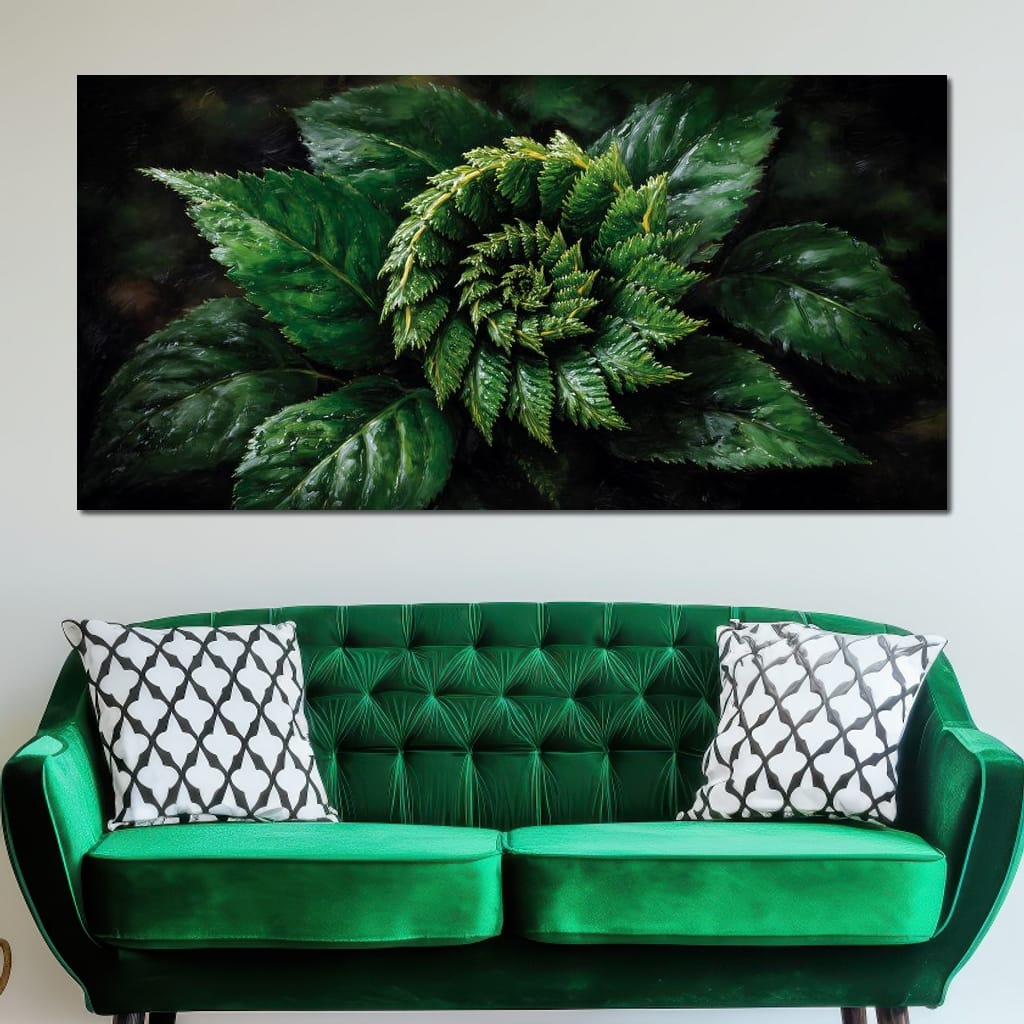 Tropical Fern Leaf Bouquet Canvas Wall Art