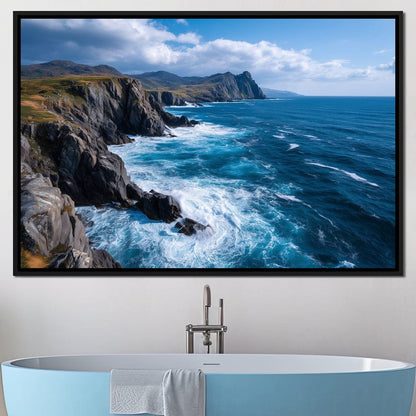 Wild Atlantic Cliff Horizon Canvas Wall Art