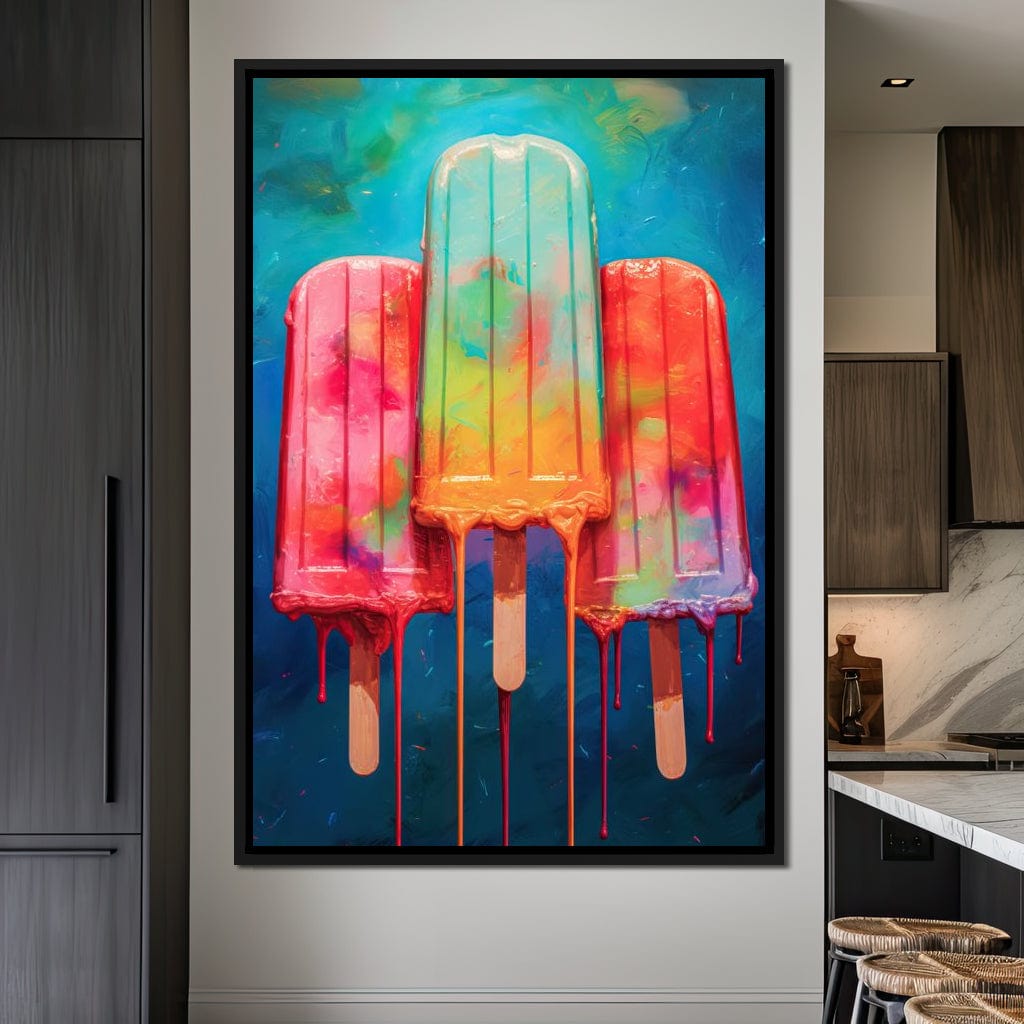 Rainbow Popsicles Glow Canvas Wall Art